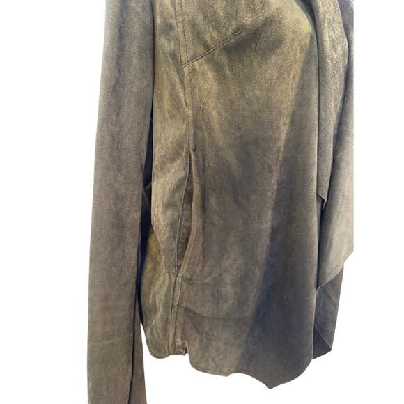 Kut From the‎ Kloth Faux Ultra Suede Moss Green Jacket SOFT W Hi Low Hem - Picture 3 of 9